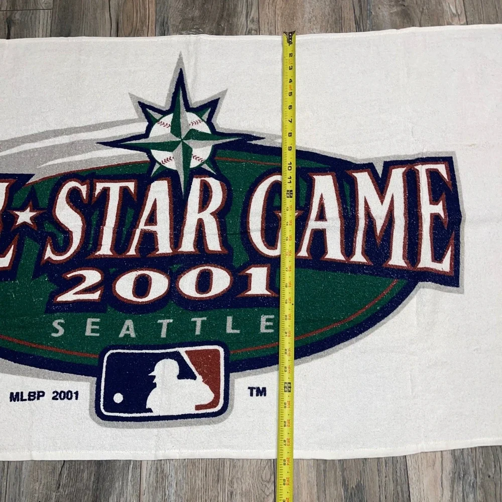 Vintage 2001 MLB All Star Game Seattle Beach Towel Sherry Mfg Co White